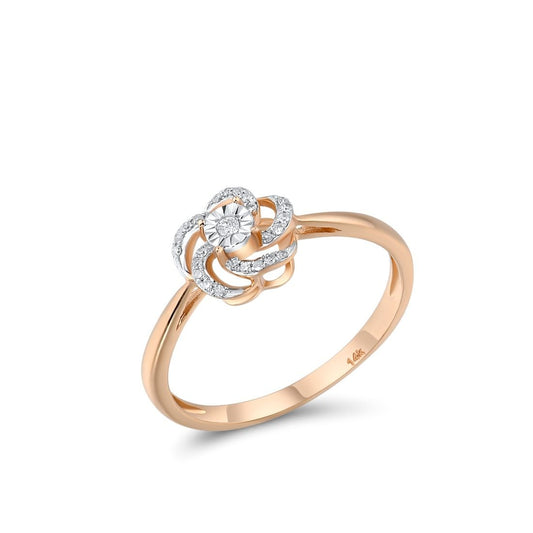 Two-Tone Diamond Flower Ring
