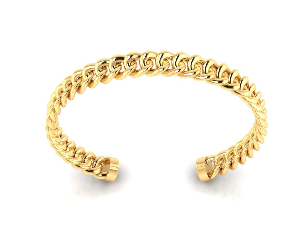 14k Cuban Curb Cuff Bracelet