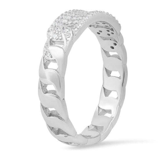 14k Diamond ID Bar Cuban Link Ring