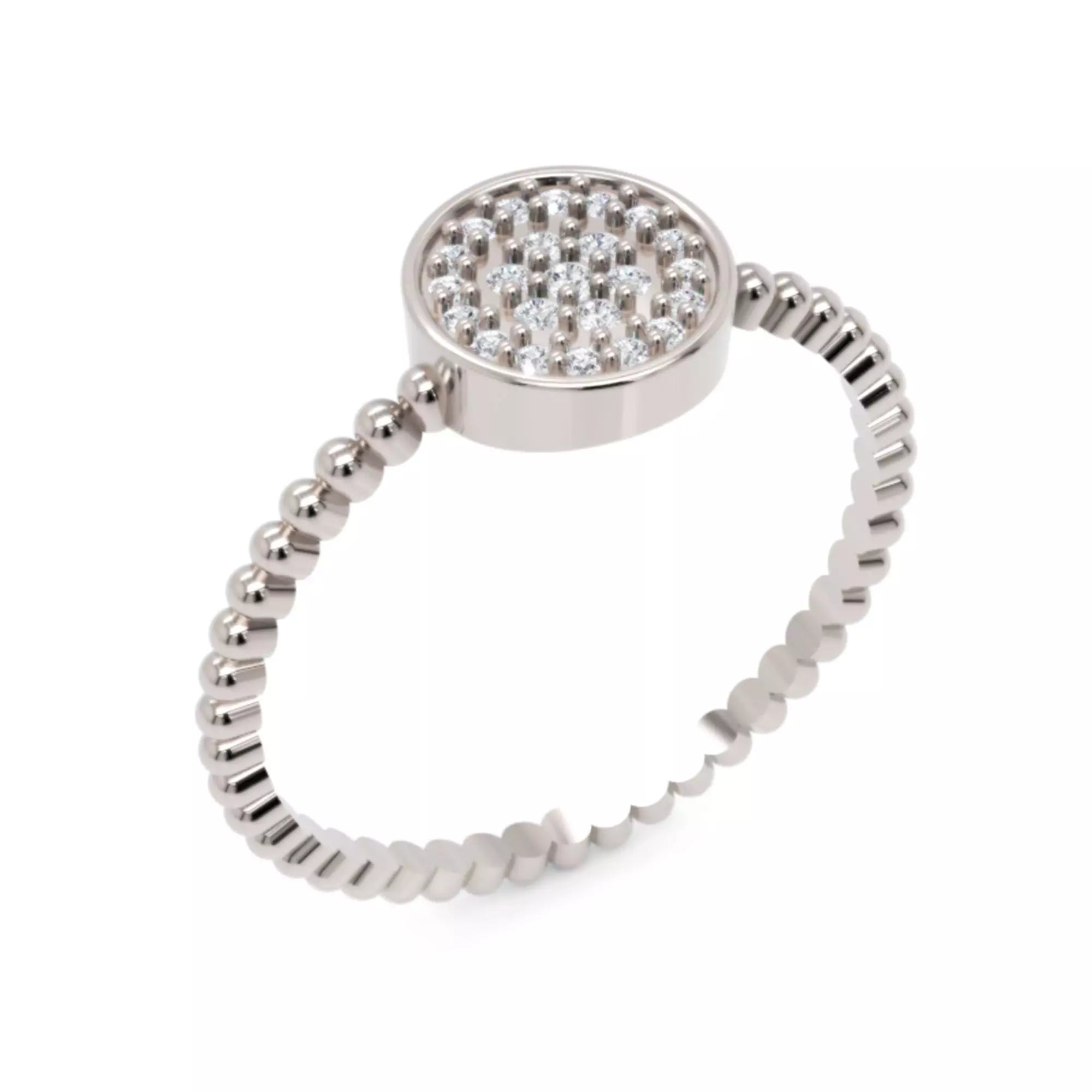 Pavé diamond disc beaded ring