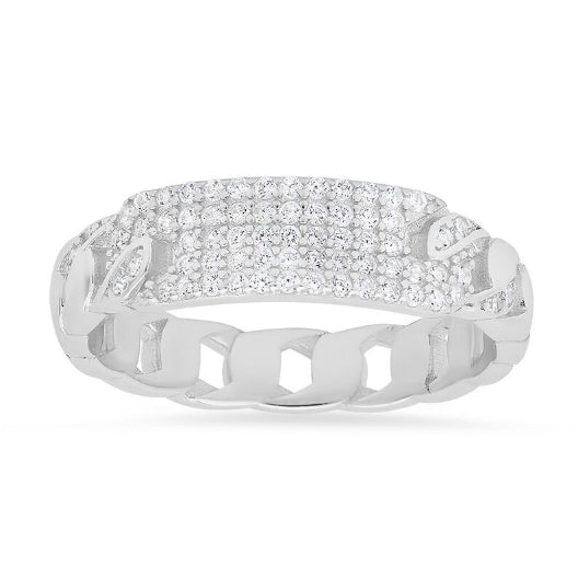 14k Diamond ID Bar Cuban Link Ring