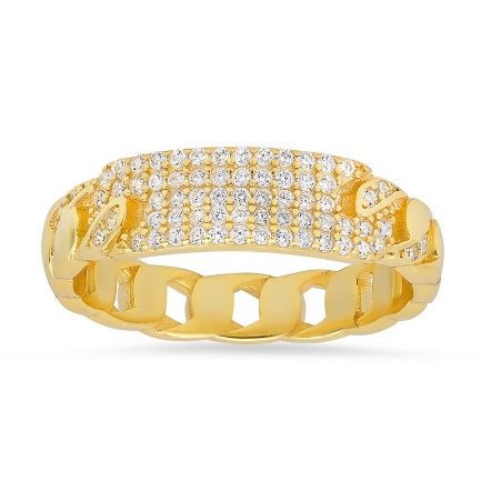 14k Diamond ID Bar Cuban Link Ring