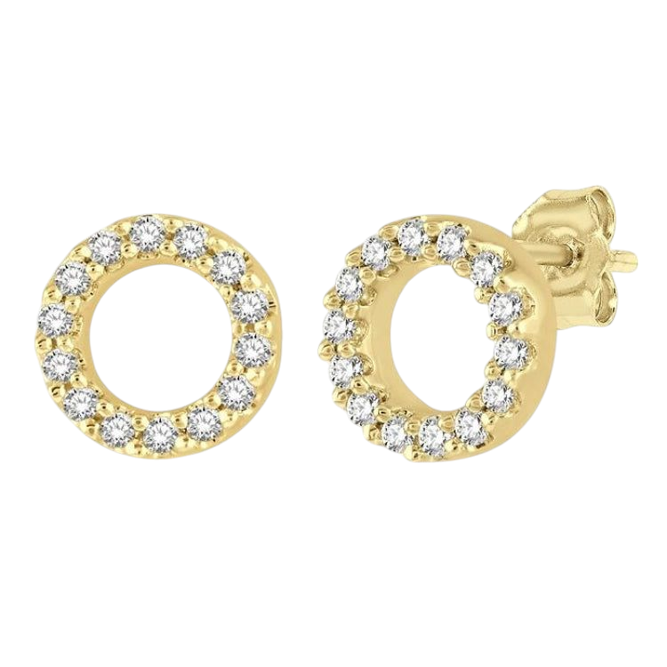 14k Gold Round Diamond Earrings