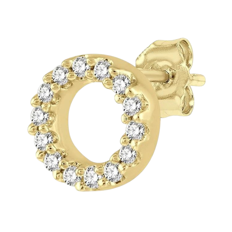 14k Gold Round Diamond Earrings