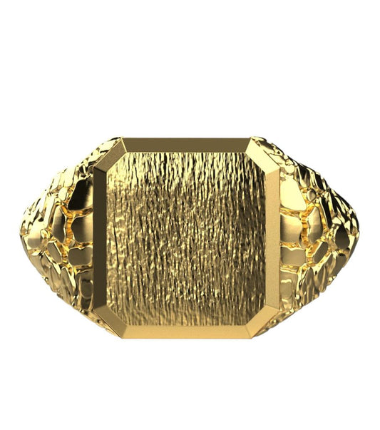 Men's 18k Gold Signet Nugget Ring