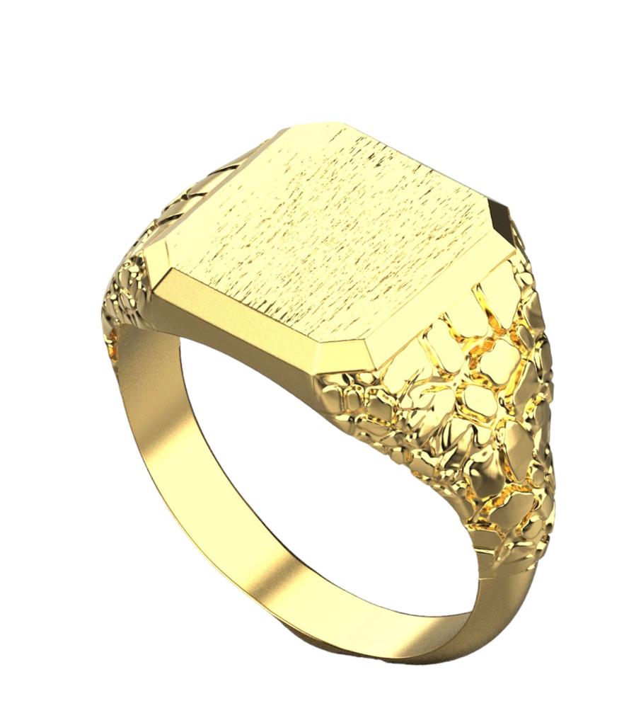 Men's 18k Gold Signet Nugget Ring