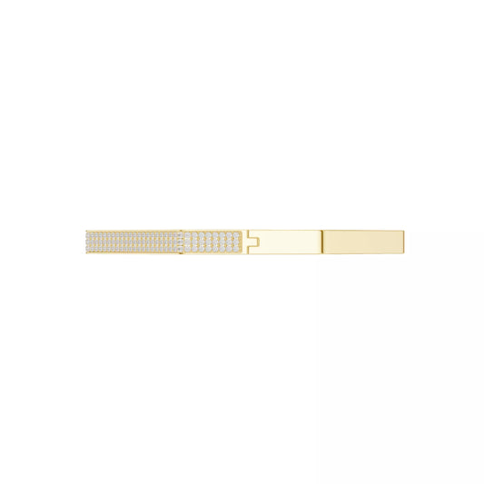 Octagon pavé diamond bangle bracelet in yellow gold, side view