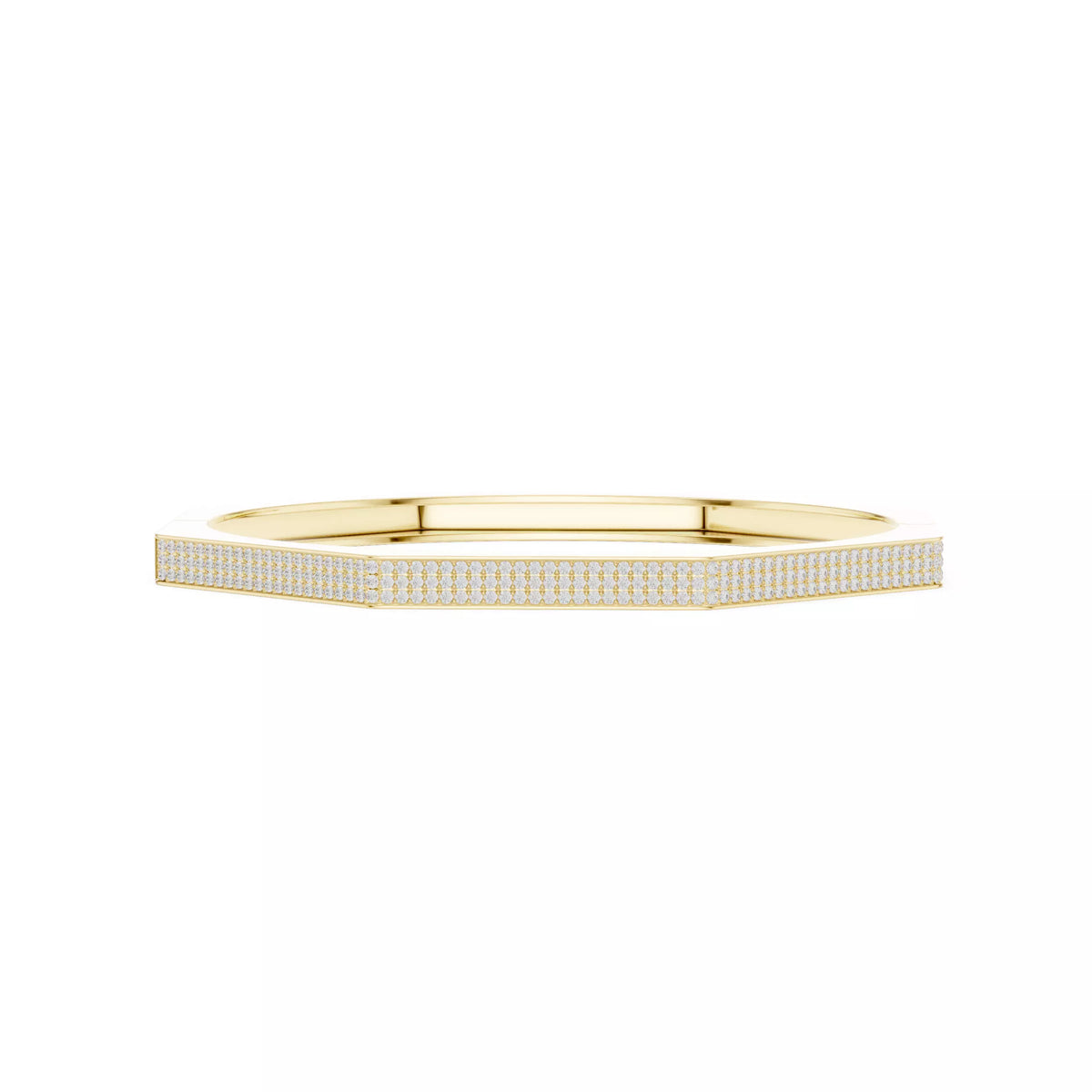 Octagon pavé diamond bangle bracelet in yellow gold