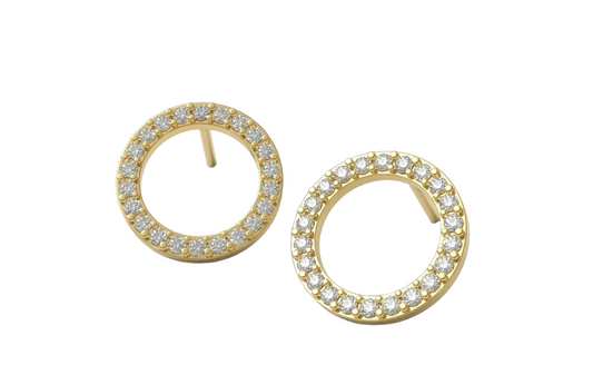 14k Gold Round Diamond Earrings