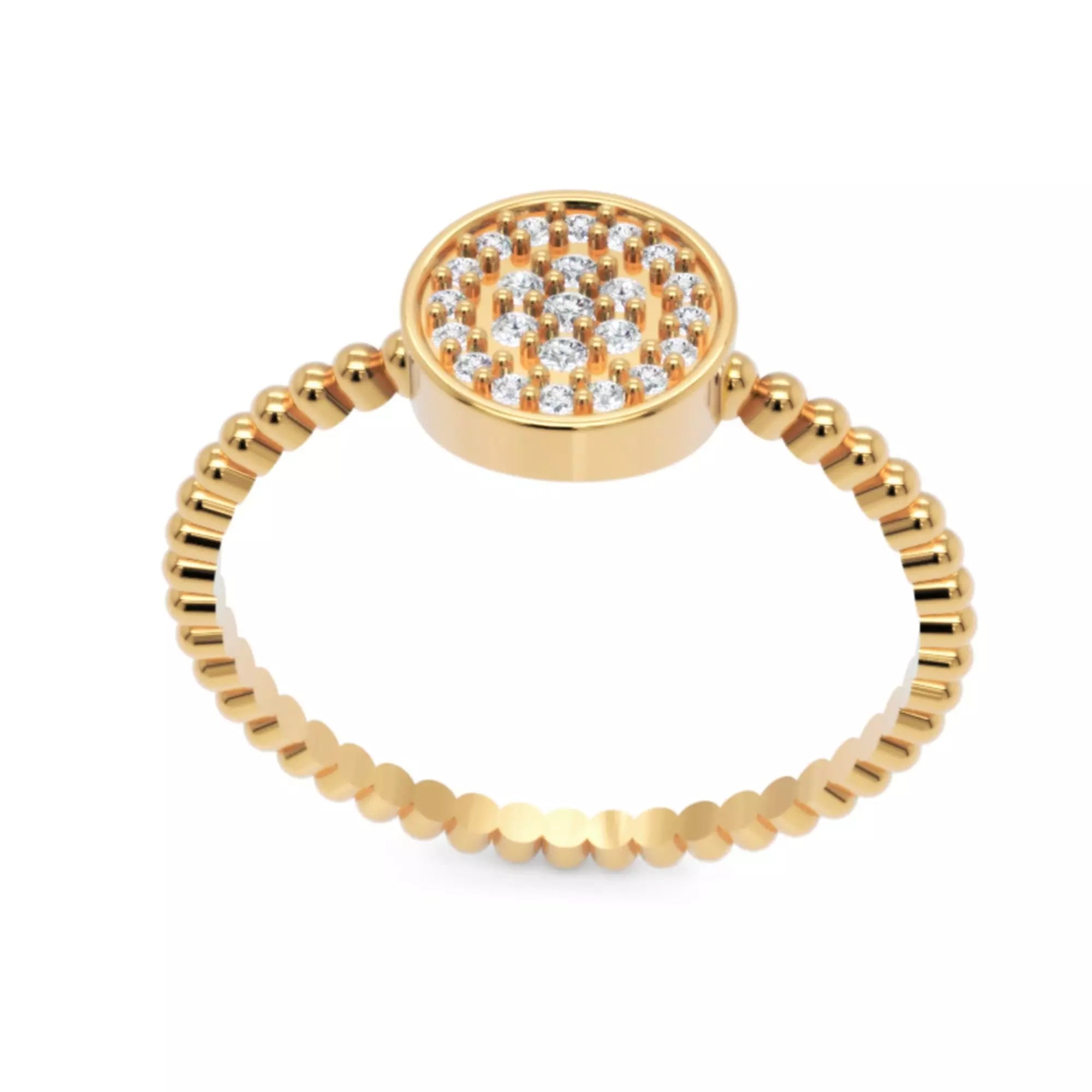 Pavé diamond disc beaded ring