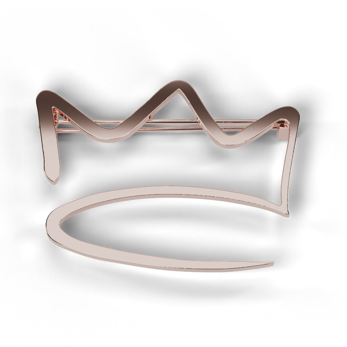 Rose gold crown brooch top view
