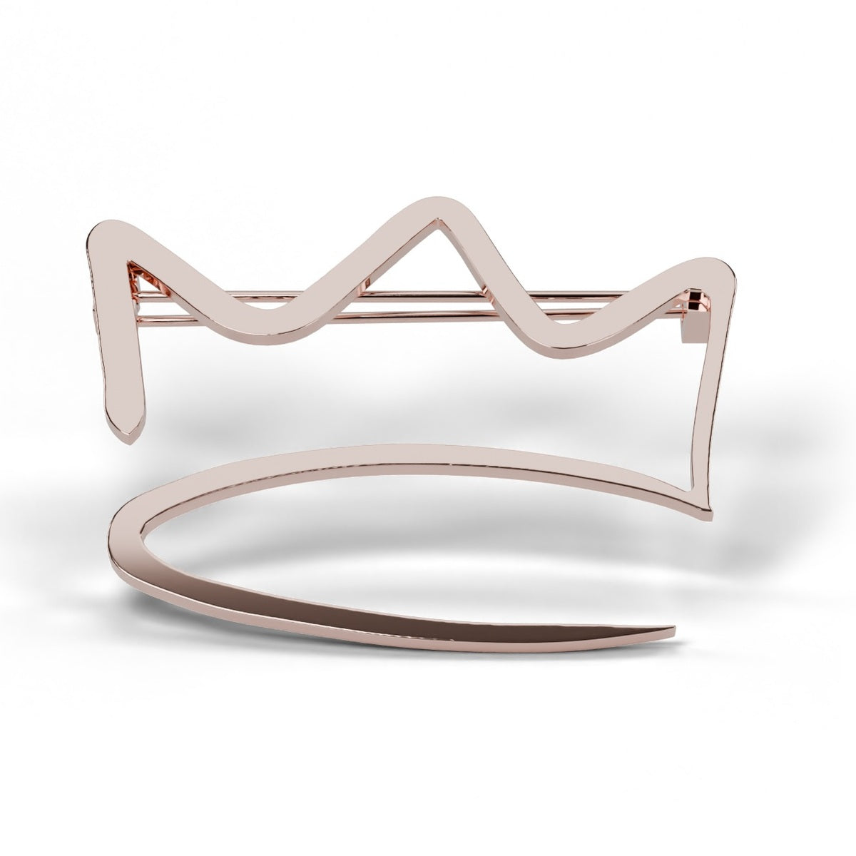 Rose gold crown brooch front view