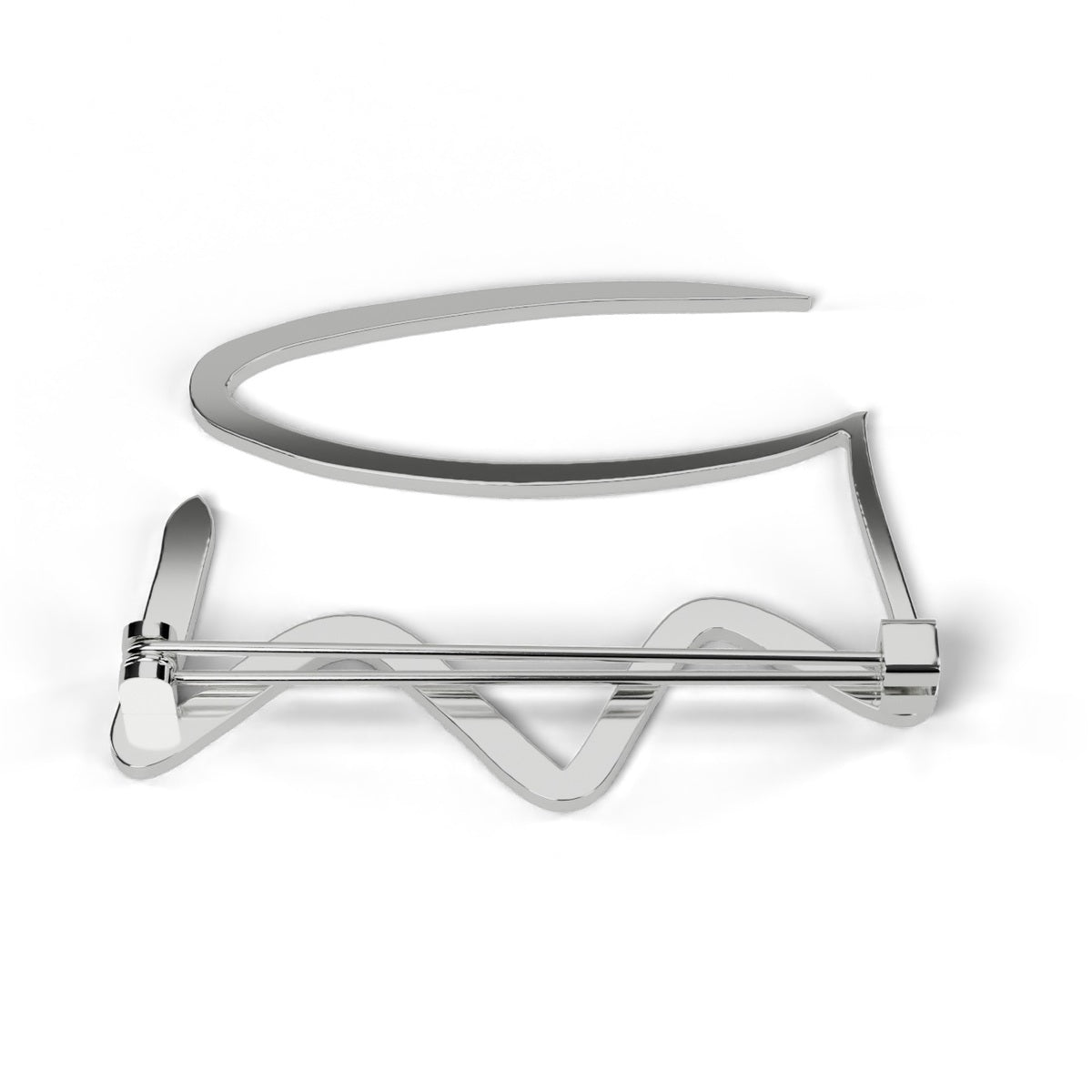 White gold crown brooch pin back