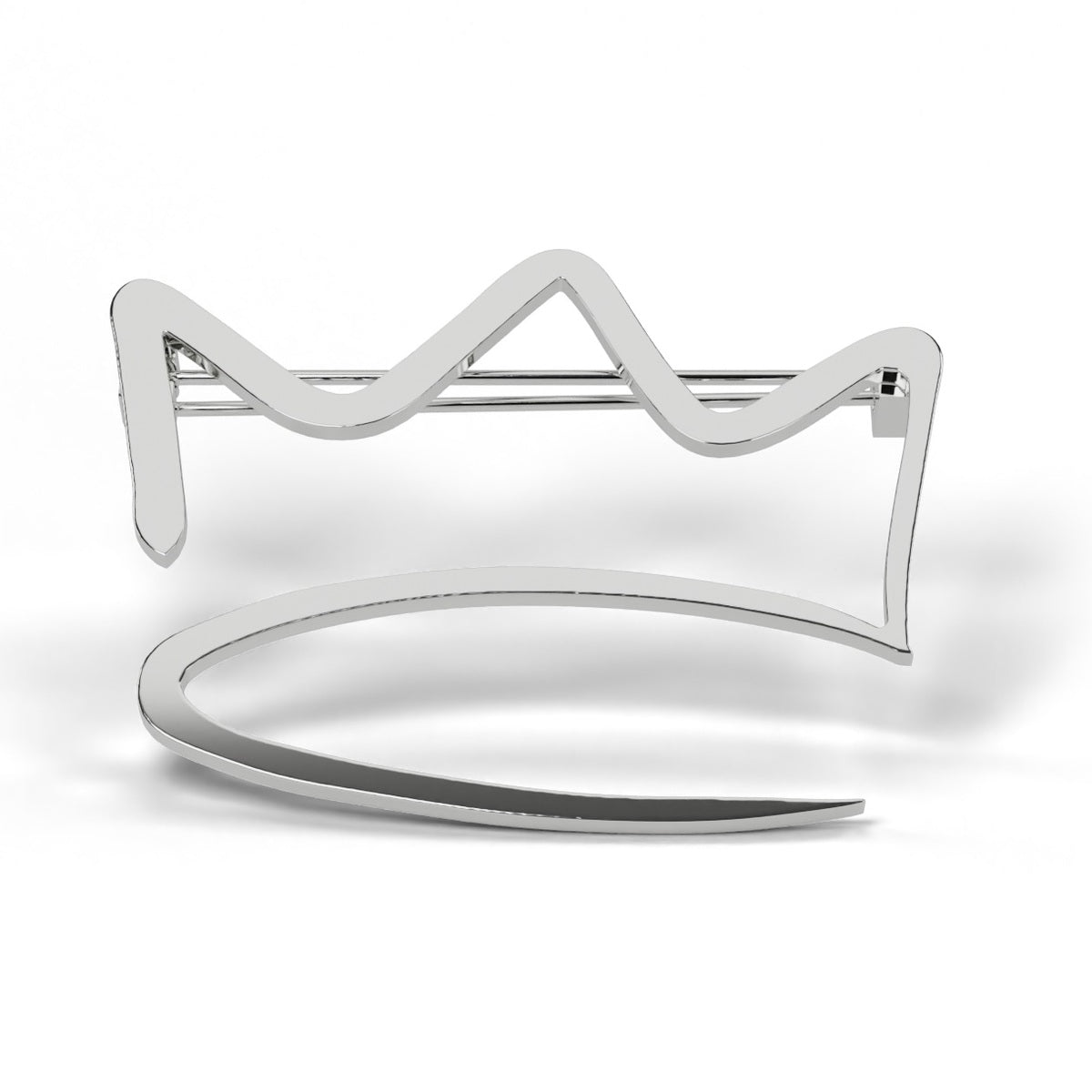 White gold crown brooch front view