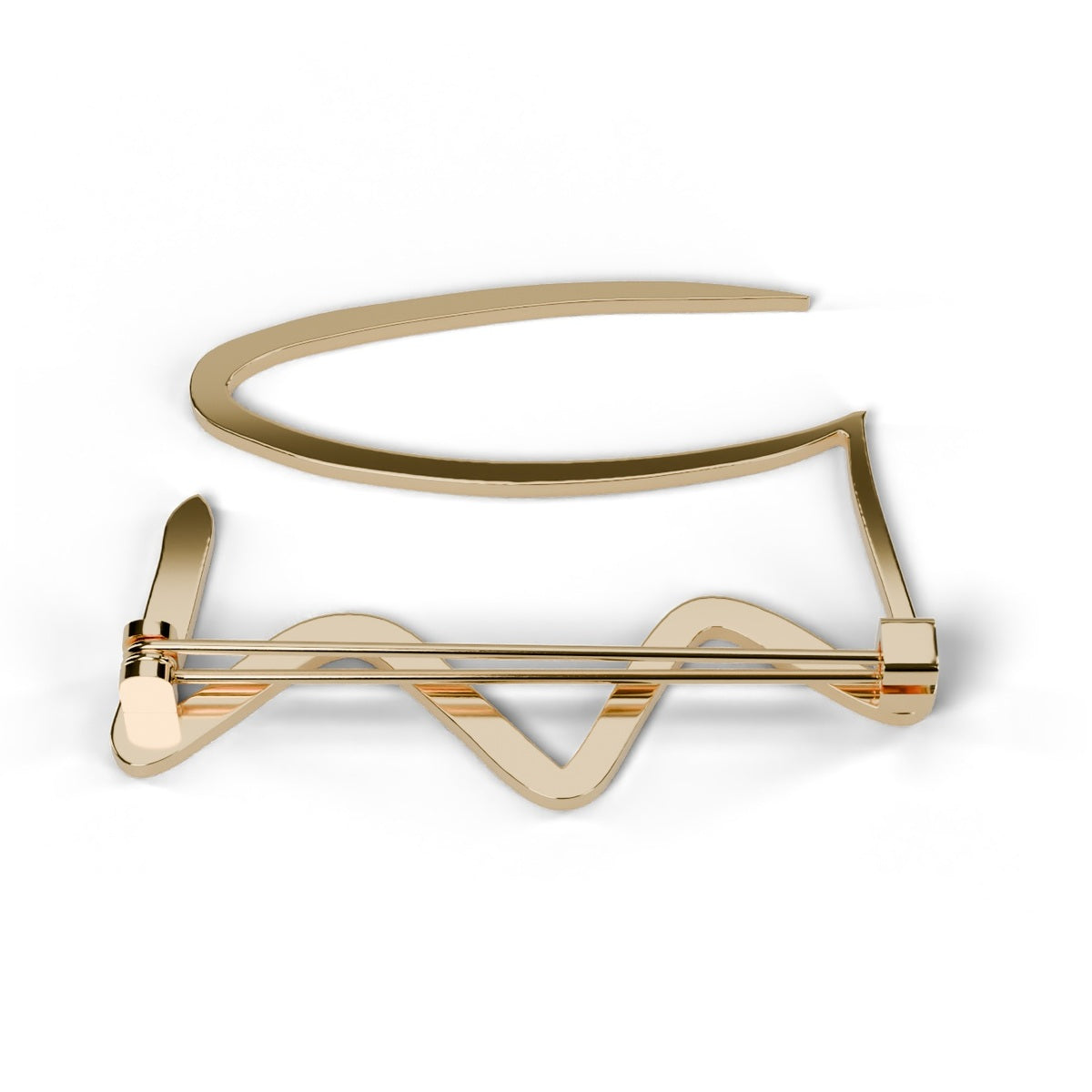 Yellow gold crown brooch pin back