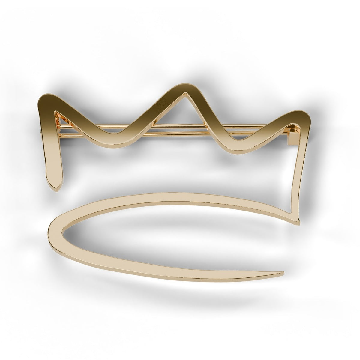 Yellow gold crown brooch top view