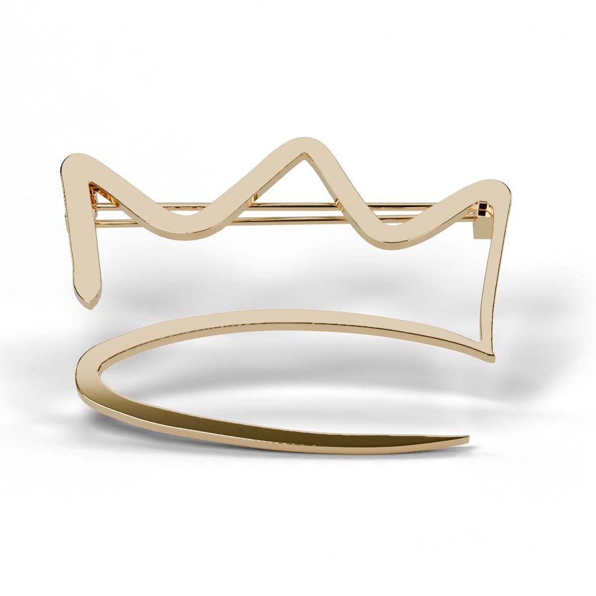 Yellow gold crown brooch front view