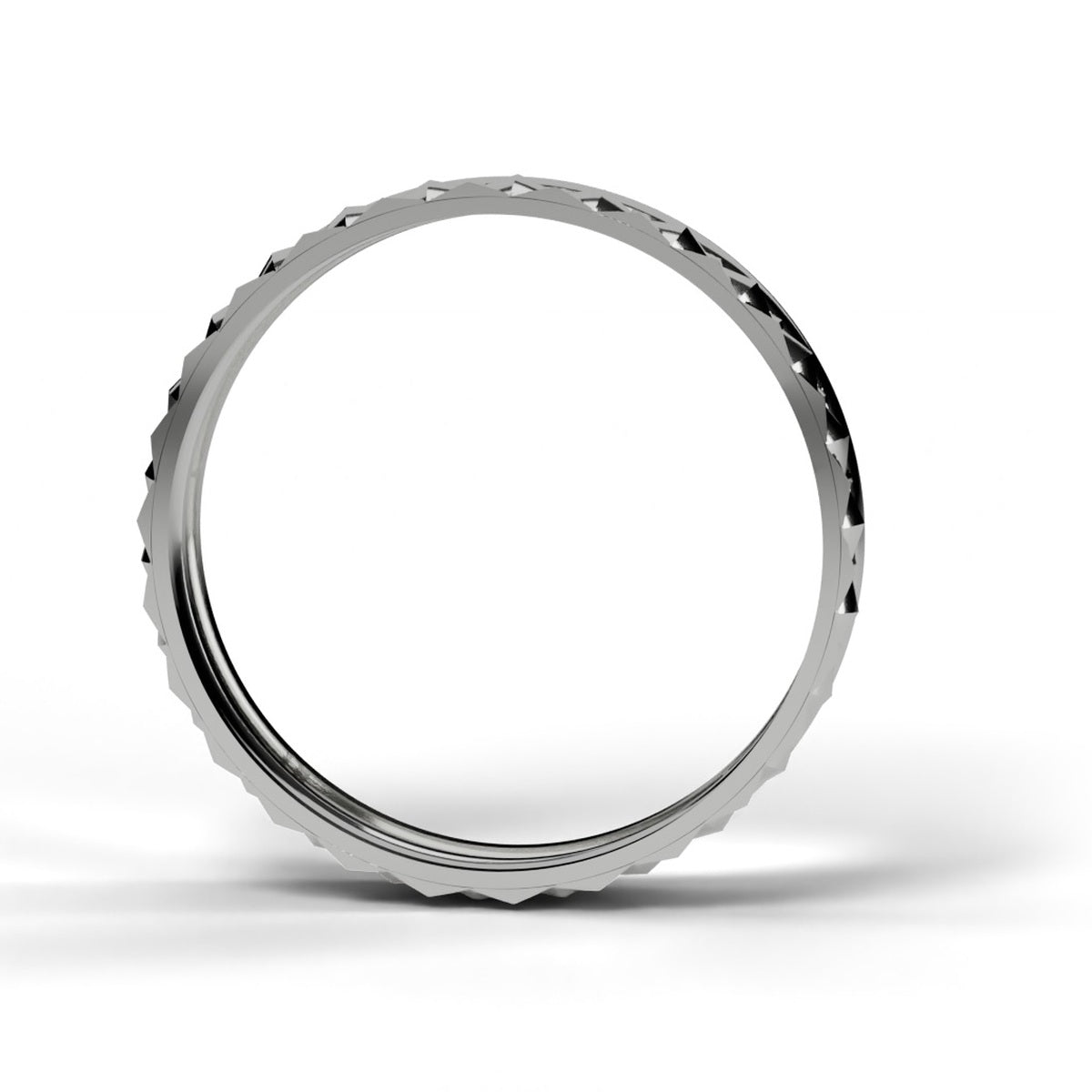 Women's diamond cut ring in White gold, front view