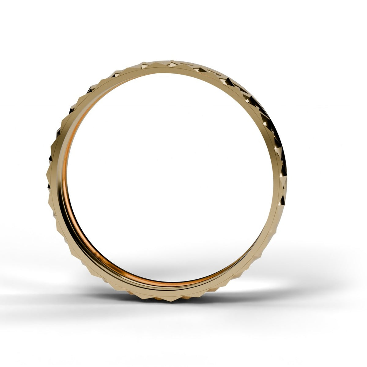 Women's diamond cut ring in Yellow gold, front view