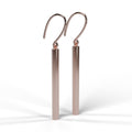 Rose gold bar drop earrings angle view