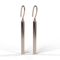 Rose gold bar drop earrings front view