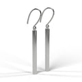 White gold bar drop earrings angle view