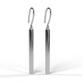 White gold bar drop earrings front view