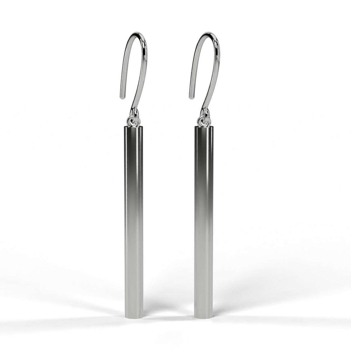 White gold bar drop earrings front view
