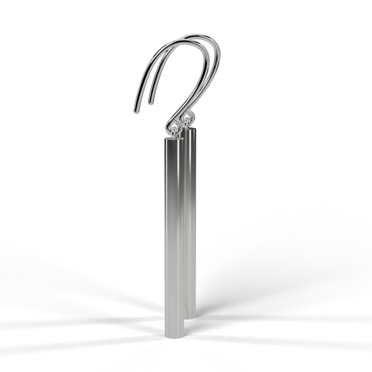 White gold bar drop earrings side view