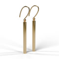 Yellow gold bar drop earrings angle view