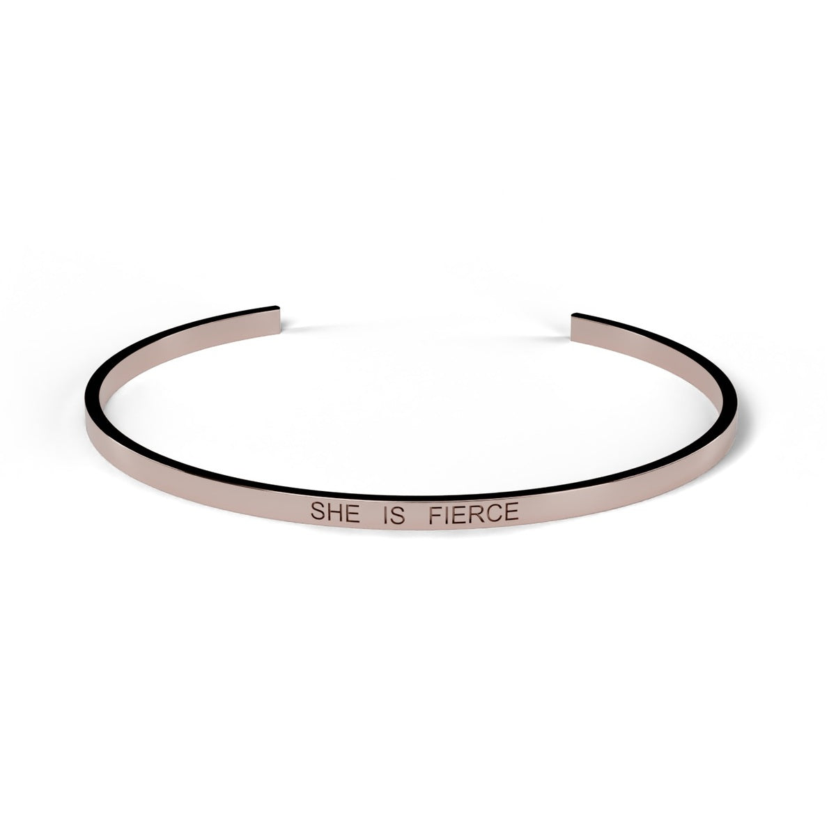 Engravable cuff bracelet in Rose gold, engraved SHE IS FIERCE