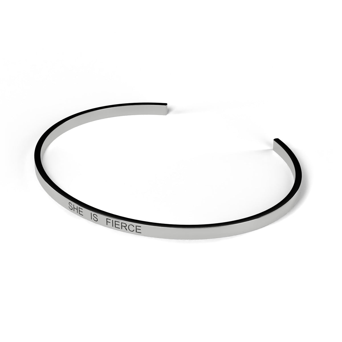 Engravable cuff bracelet in White gold, angled view