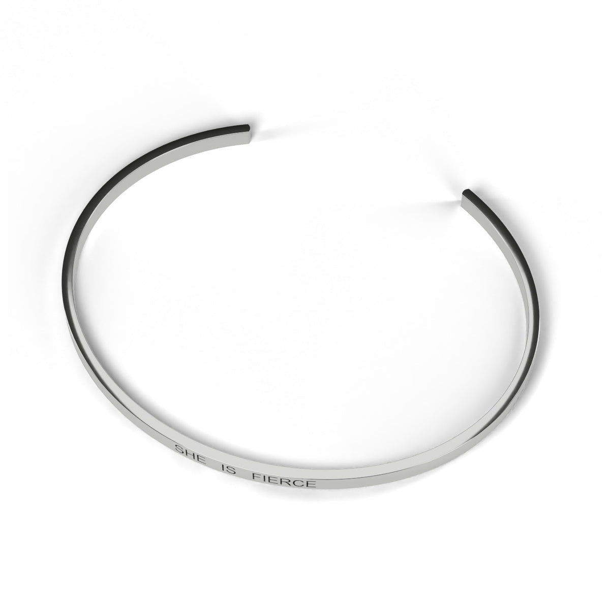 Engravable cuff bracelet in White gold, top view