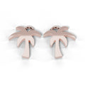 Rose gold C.A.L.I. palm tree earrings, front view