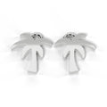 White gold C.A.L.I. palm tree earrings, front view