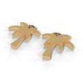 Yellow gold C.A.L.I. palm tree earrings, angle view