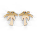 Yellow gold C.A.L.I. palm tree earrings, front view