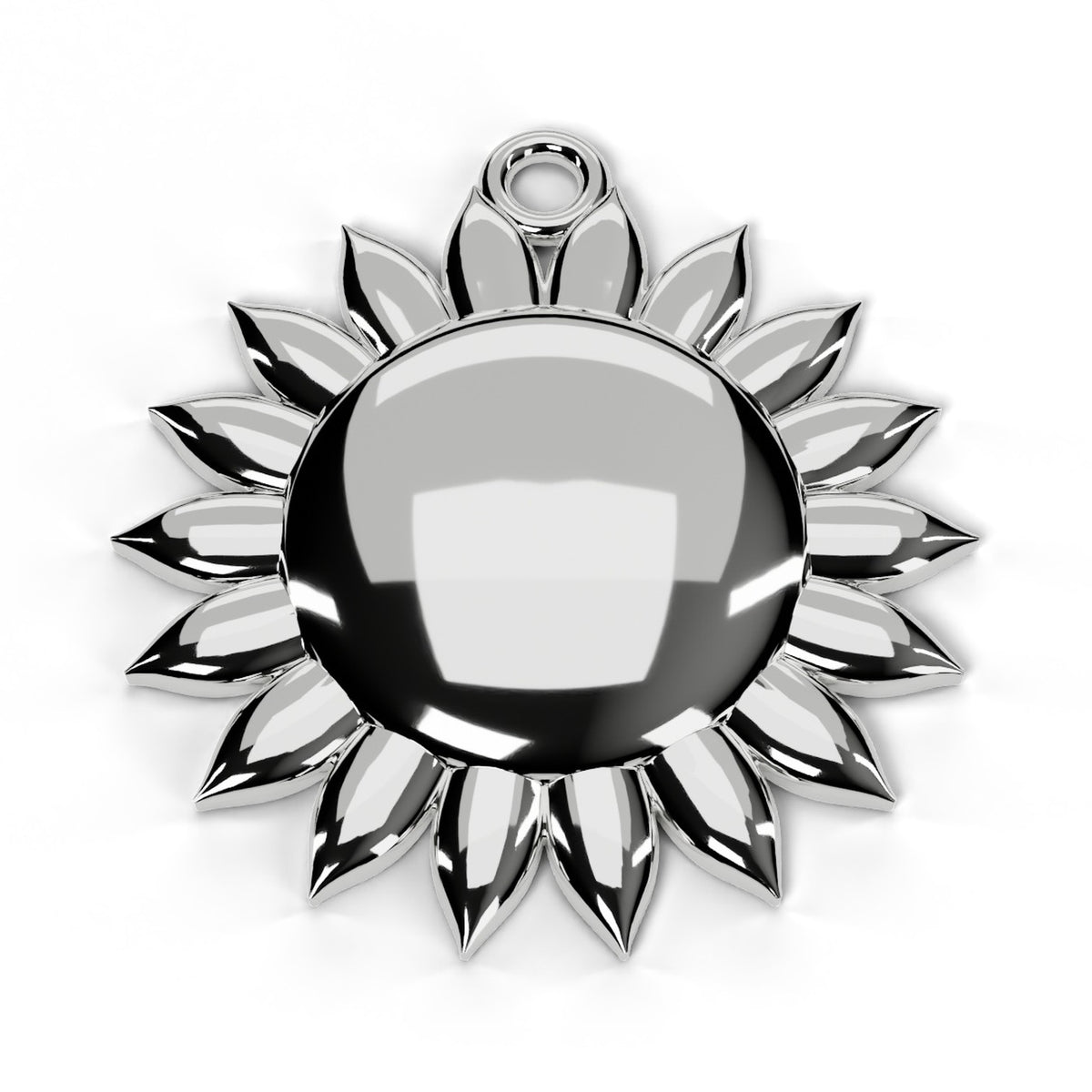 White gold C.A.L.I. sun pendant, front view