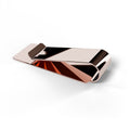 Rose gold money clip, angled view