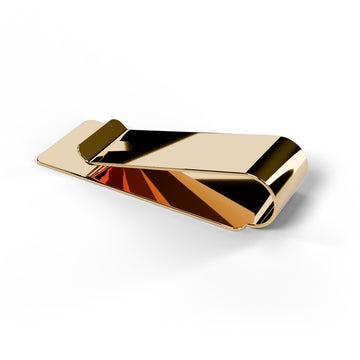 Yellow gold money clip, angled view