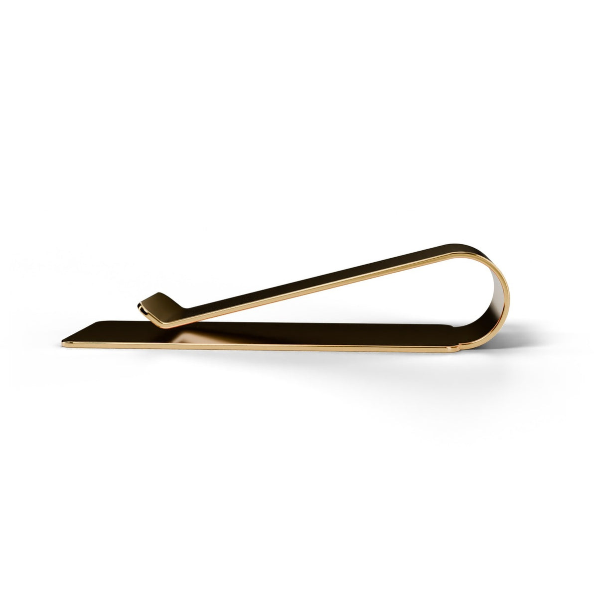 Yellow gold money clip, side view