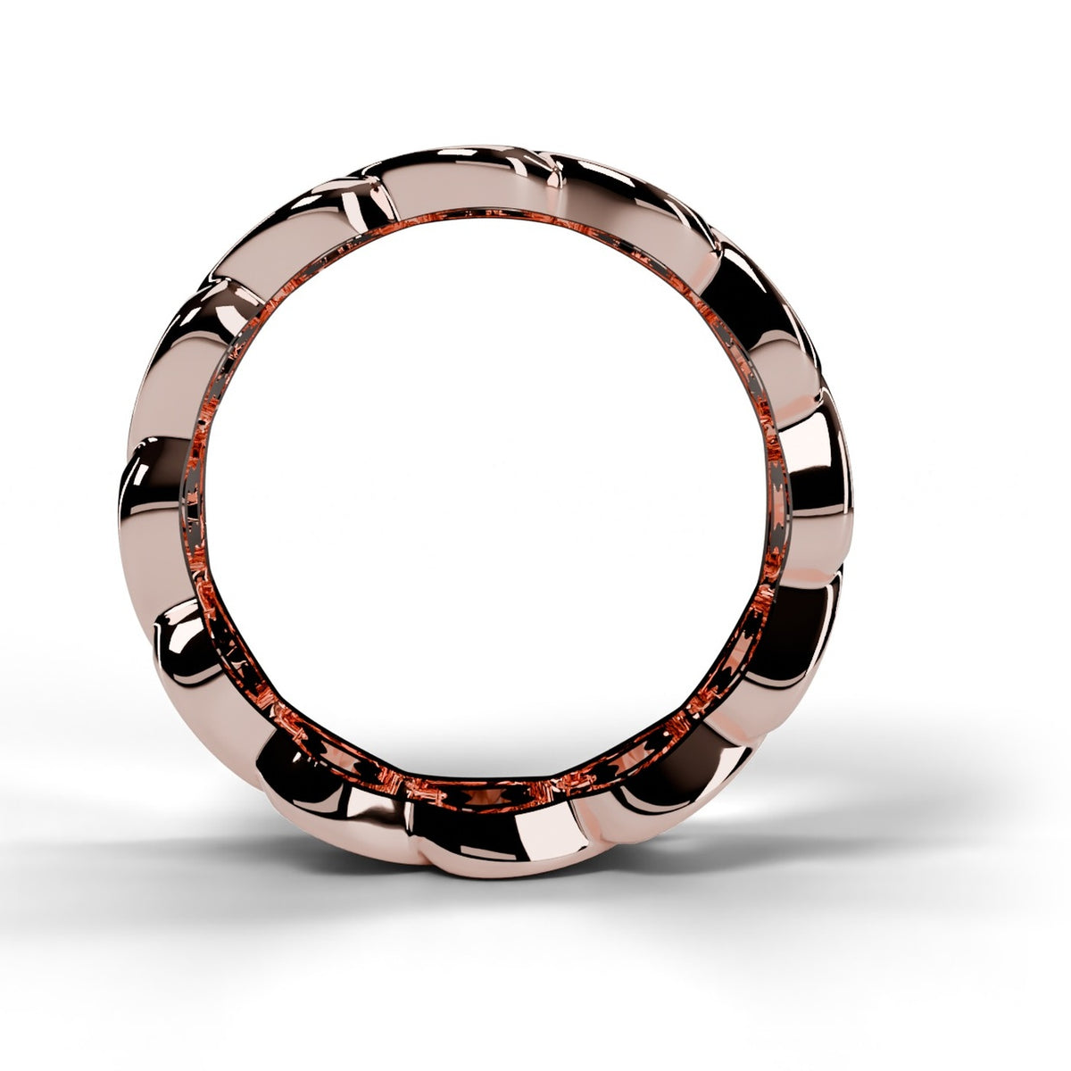 Rose gold Cuban link ring, front view
