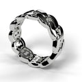 White gold Cuban link ring, angle view