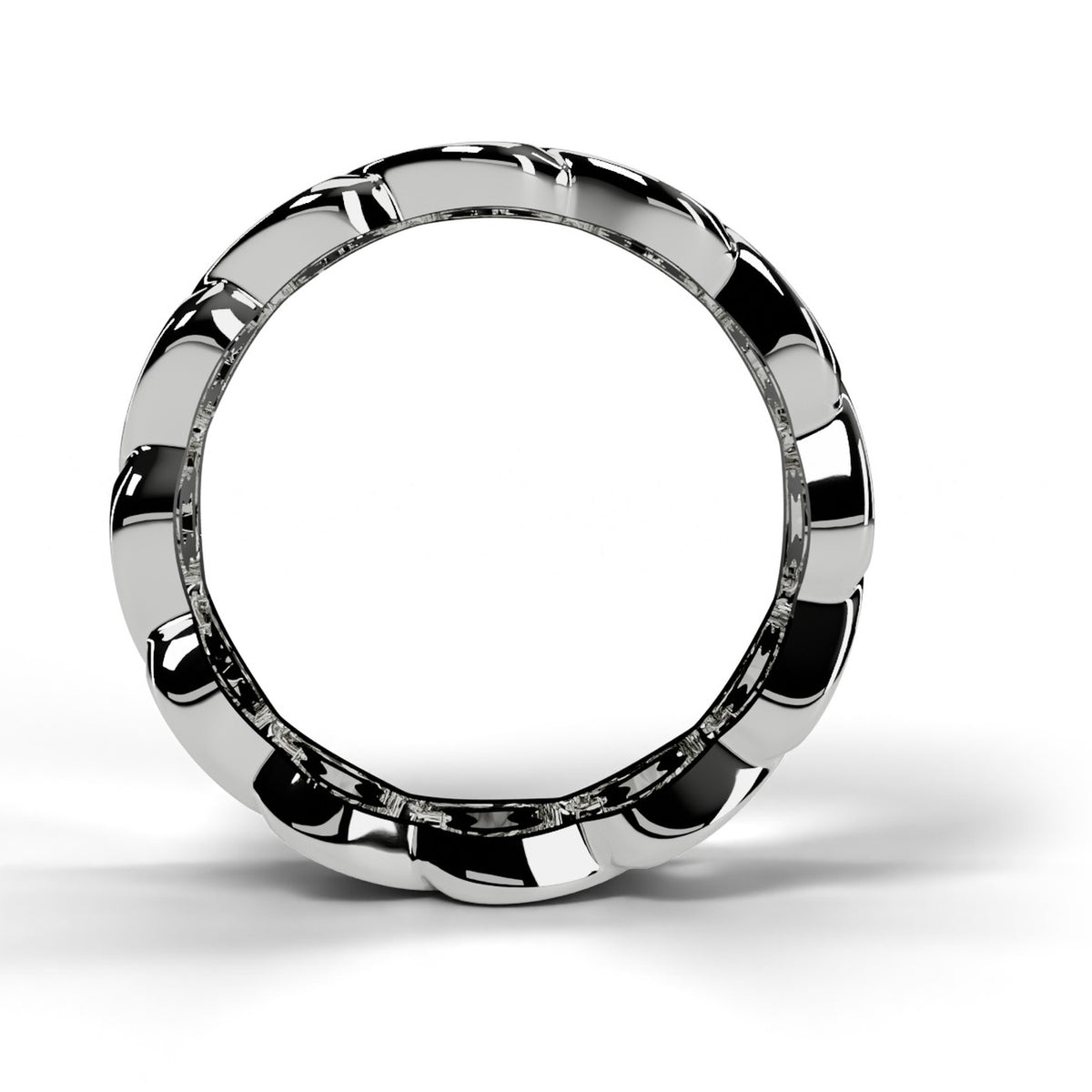 White gold Cuban link ring, front view