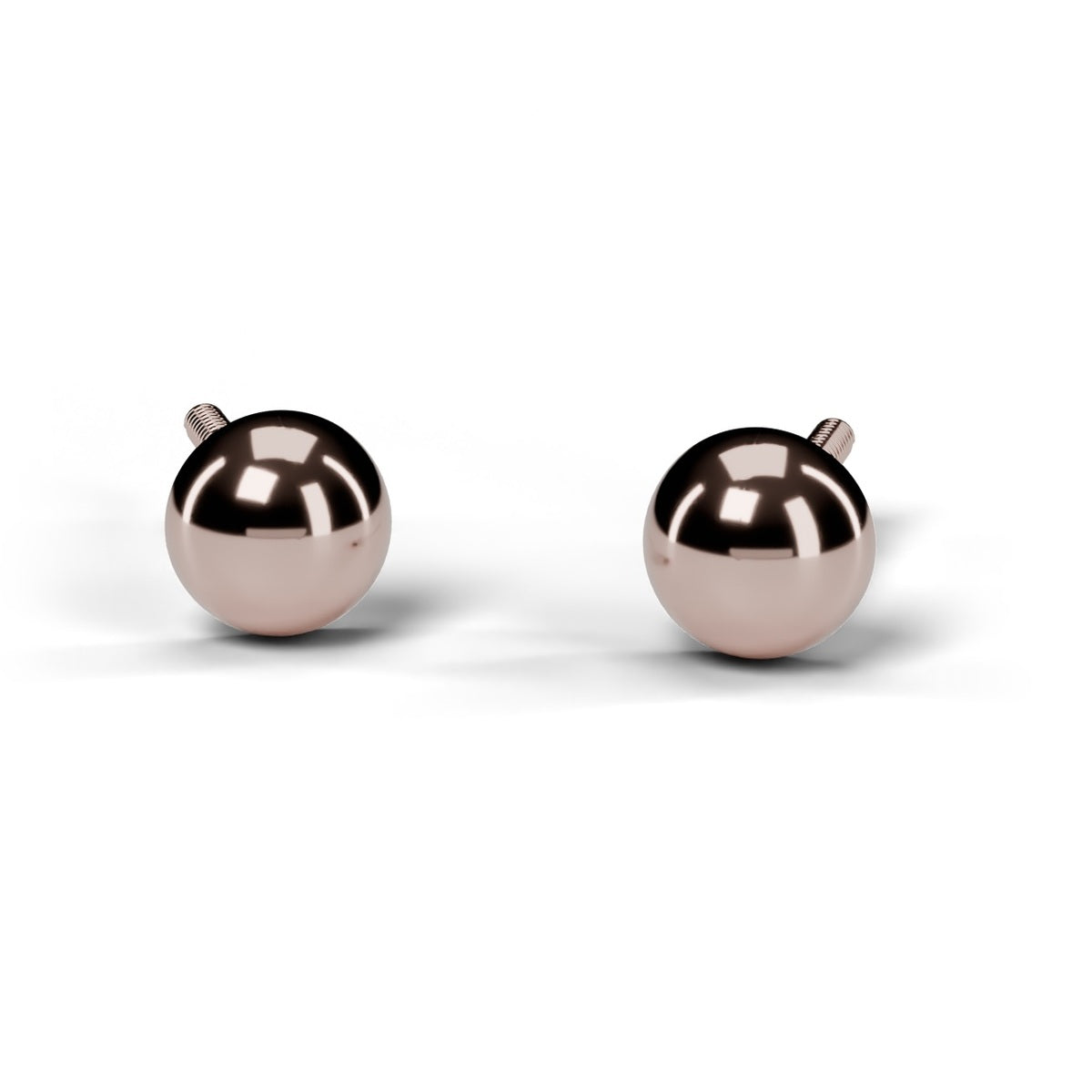 Half ball stud earrings in rose gold, pair