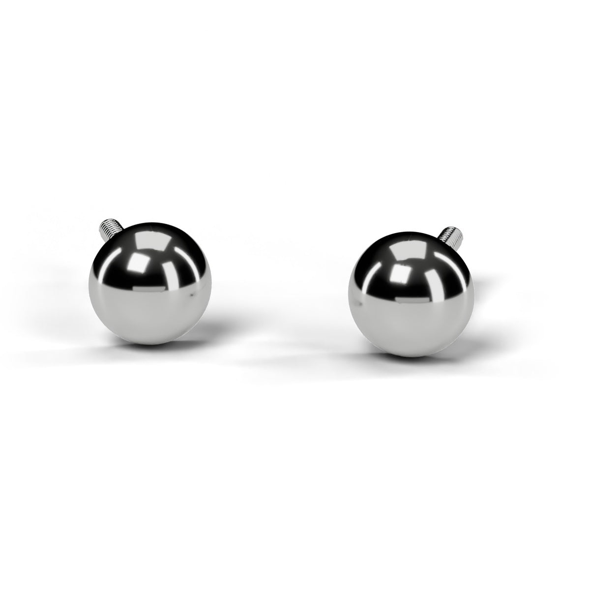 Half ball stud earrings in white gold, pair