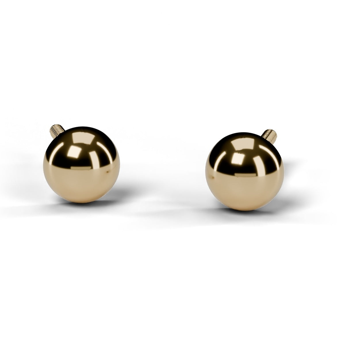 Half ball stud earrings in yellow gold, pair