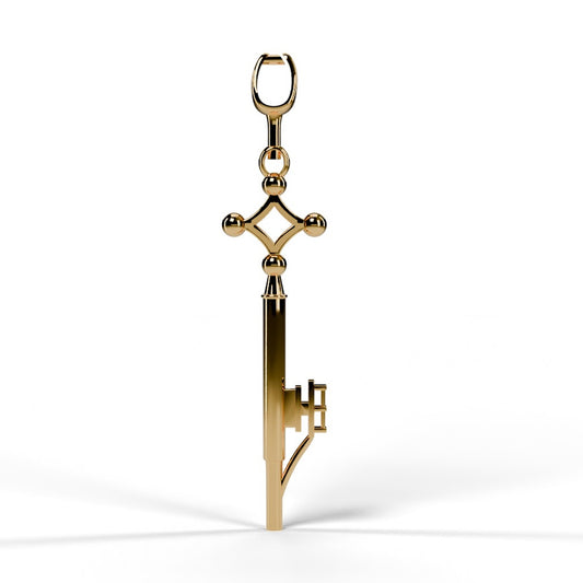 Yellow gold key pendant, front view