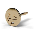 Smiley face stud earring in 14K yellow gold, angled view