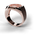Rose gold Rolex style diamond ring, angle view